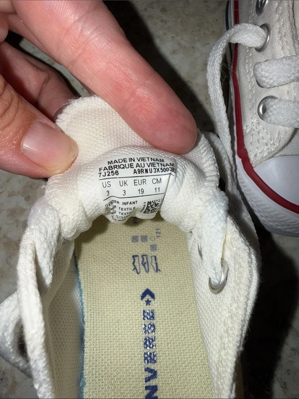 Converse Baby White Canvas Sneakers with Red Trim